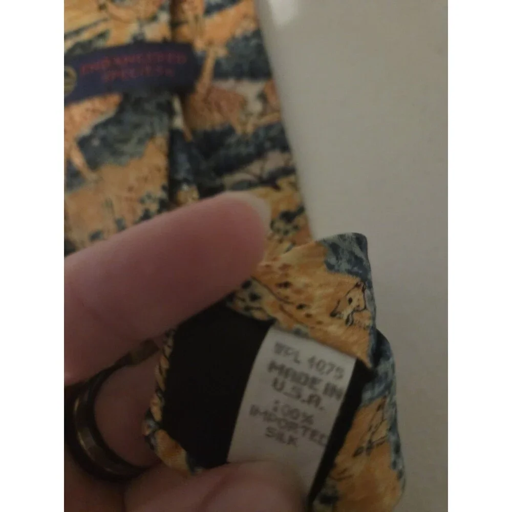 Vintage Endangered Species Silk Neck Tie Giraffes Savanna Wildlife Safari 56